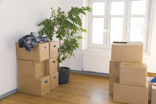 Packed moving boxes and furniture ready for a Mottingham house move