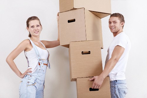 Office furniture and equipment prepared for a local commercial move